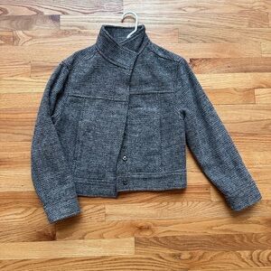 Marine Layer Black and Gray Herringbone Jacket